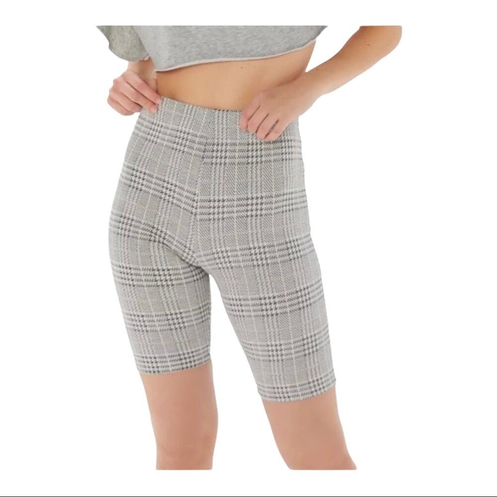 Urban Outfitters Glen Plaid High Rise Preppy Academia Biker Shorts